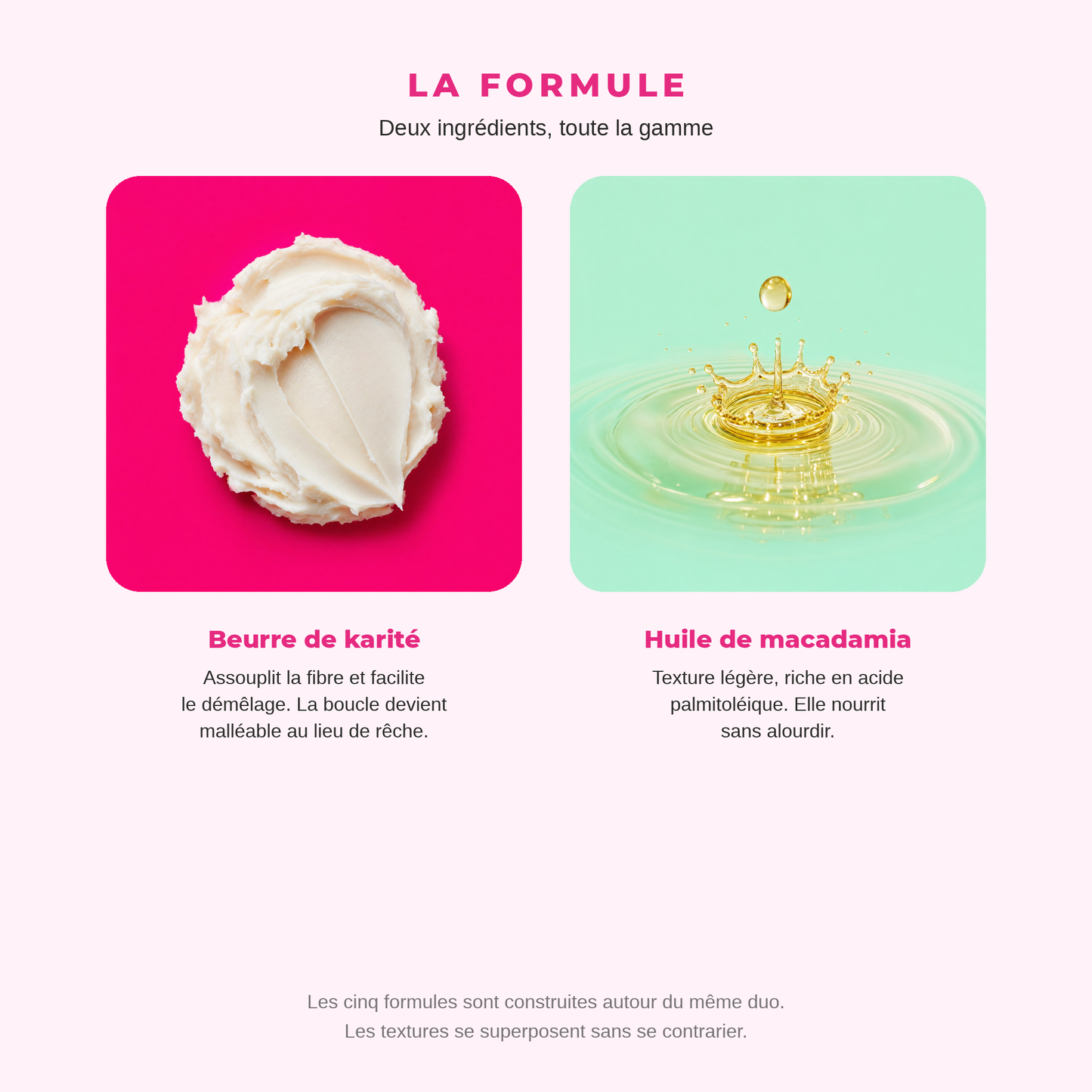 Beurre de karité et huile de macadamia, le duo au cœur des cinq formules Curl Pop