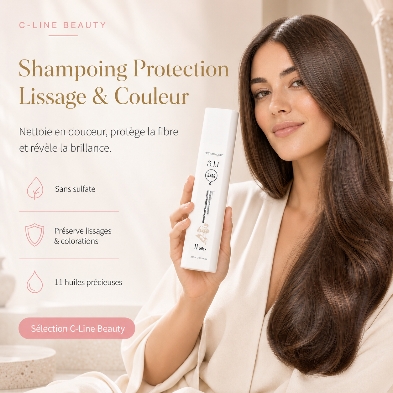 Shampoing Réparateur Sans Sulfate — résultat brillance · C-Line Beauty