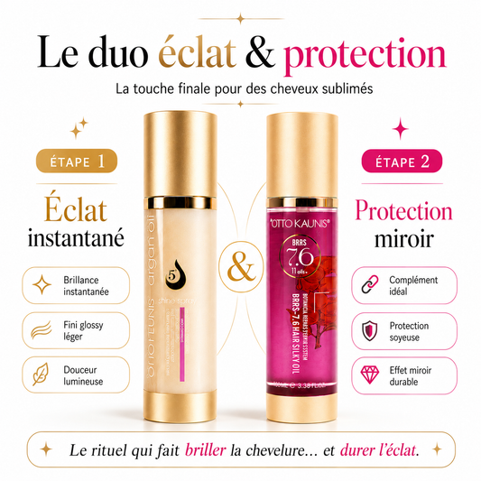Duo Éclat & Protection cheveux à l'huile d'argan · C-Line Beauty