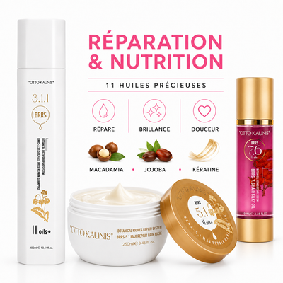 Trio Cheveux Ternes, gonflés, ou abimés — Routine Glossy 11 Huiles