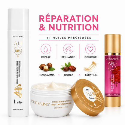 Trio Glossy — shampoing, masque et sérum brillance aux 11 huiles · C-Line Beauty