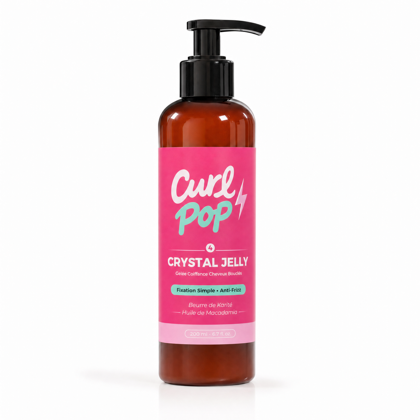 Crystal Jelly Curl Pop — gelée coiffante définition cheveux bouclés 200 ml, packshot fond blanc