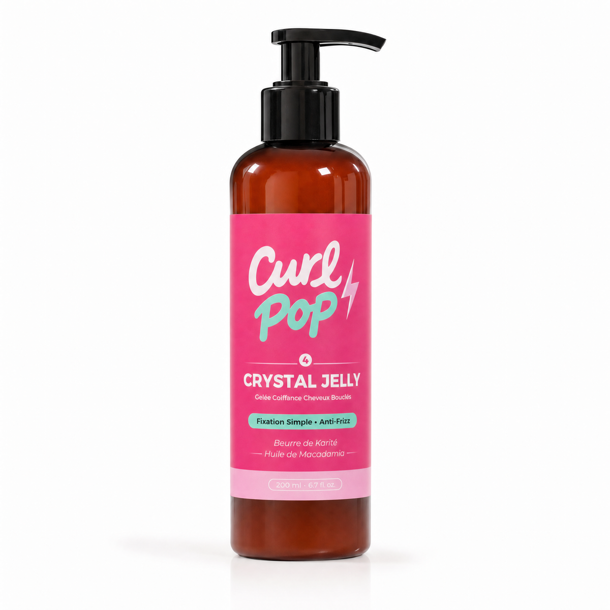 Crystal Jelly Curl Pop — gelée coiffante définition cheveux bouclés 200 ml, packshot fond blanc