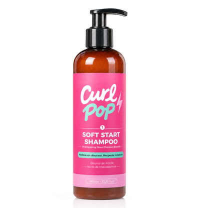 Soft Start Shampoo Curl Pop — shampooing doux cheveux bouclés 400 ml, packshot fond blanc