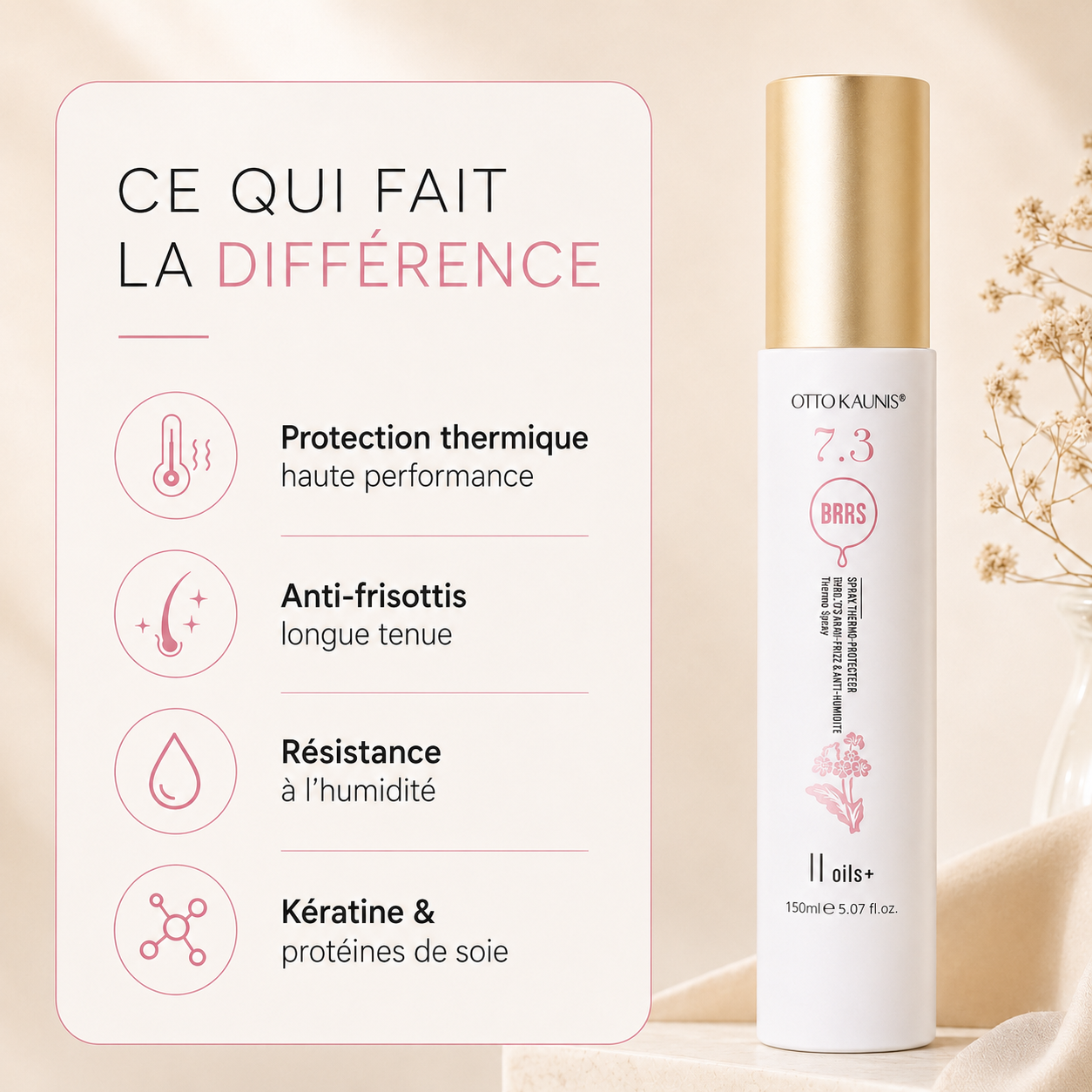 Crème Lissante sans Rinçage — avant/après anti-frisottis · C-Line Beauty