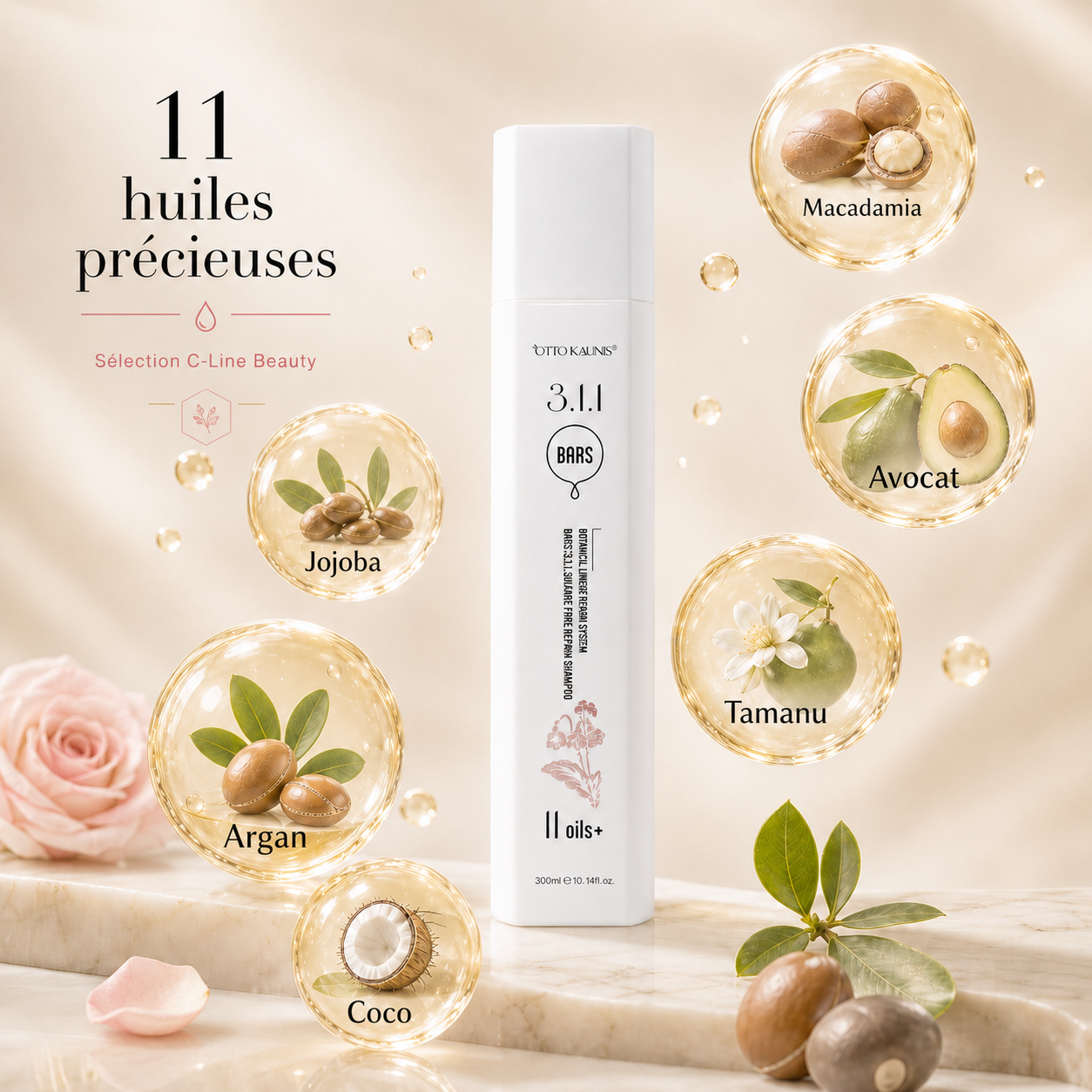 Shampoing Réparateur Sans Sulfate — application sur cheveux · C-Line Beauty