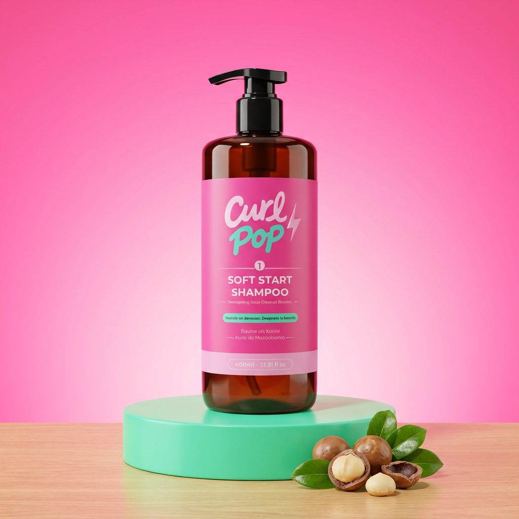 Soft Start Shampoo Curl Pop — shampooing doux cheveux bouclés en situation